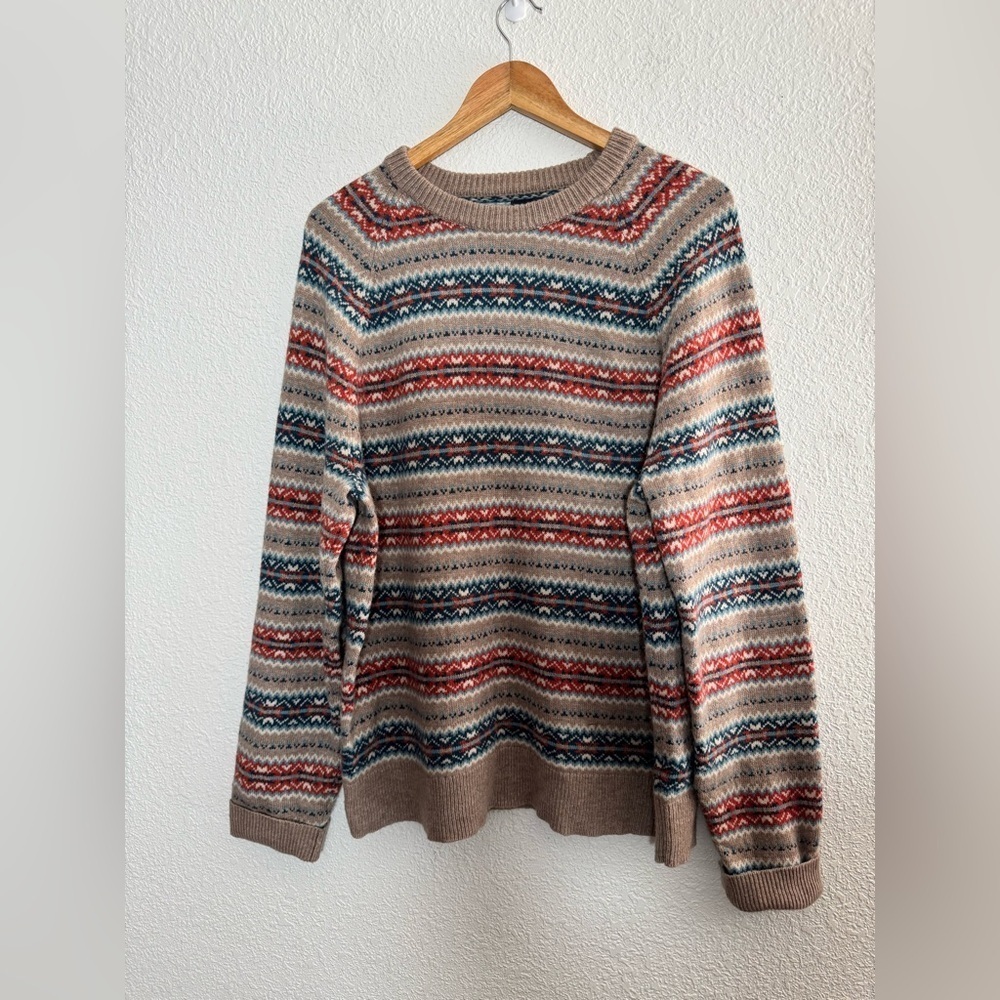 J Crew Factory lambswool blend Men's Fair Isle Multicolor Striped Sweater